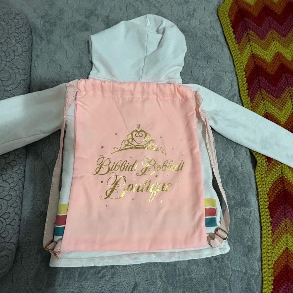 Bibbidi Bobbidy Boutique cinch bag with Disney Resort hoodie size M